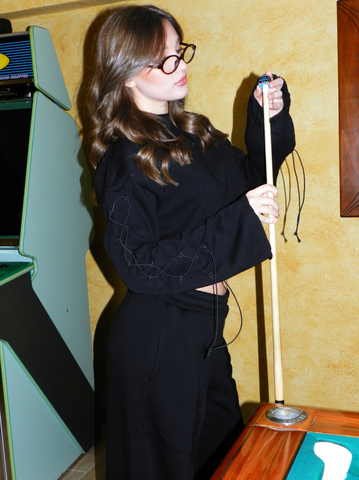 Black Stitched Detail Suit