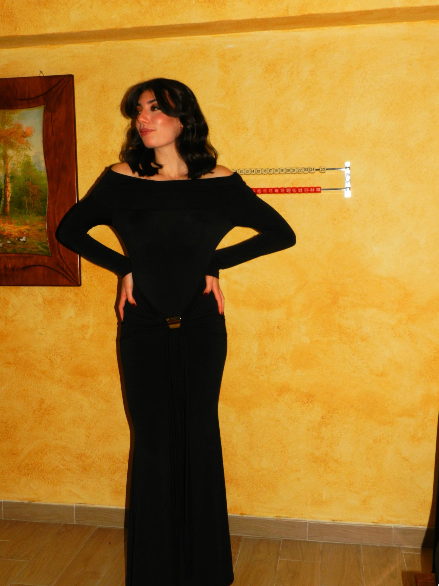 Abito Long Sleeve Off Shoulder